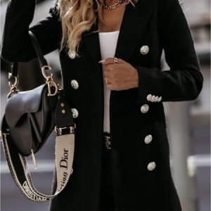 Women's Plain Thicken Loose Jacket, Outerwear, color:Black|size:XXL, catalog Noracora shop