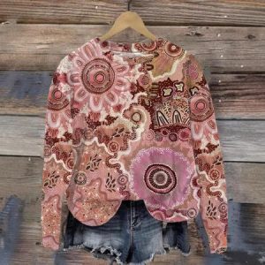 Casual Fox and flowers Print Crew Neck Sweatshirt, Hoodies & Sweatshirts, color:Coffee|size:XXL, catalog Noracora shop