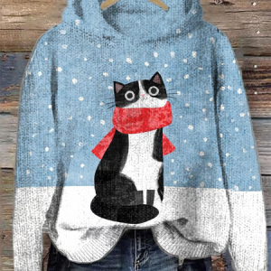 Casual Cute Animal Cat Pattern Hoodie Hoodie, Hoodies & Sweatshirts, color:Blue|size:4XL, catalog Noracora shop