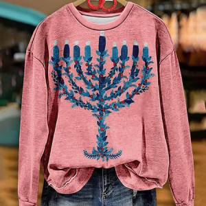 Casual Crew Neck Geometric Sweatshirt, Hoodies & Sweatshirts, color:Pink|size:XXL, catalog Noracora shop