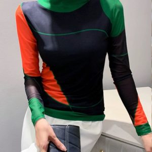 Regular Sleeve Urban Stand Collar T-Shirt, Tees, color:As Picture|size:XXL, Stylewe