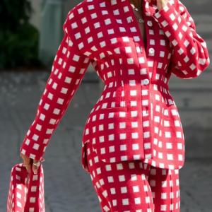Urban Plaid Shirt Collar Jacket, Jackets, color:Red|size:XXL, Stylewe