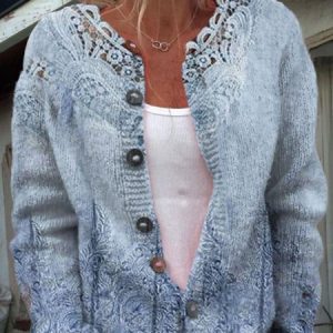 Loose Knitted 3D Printing Vintage Cardigan, Cardigans, Lilicloth.com