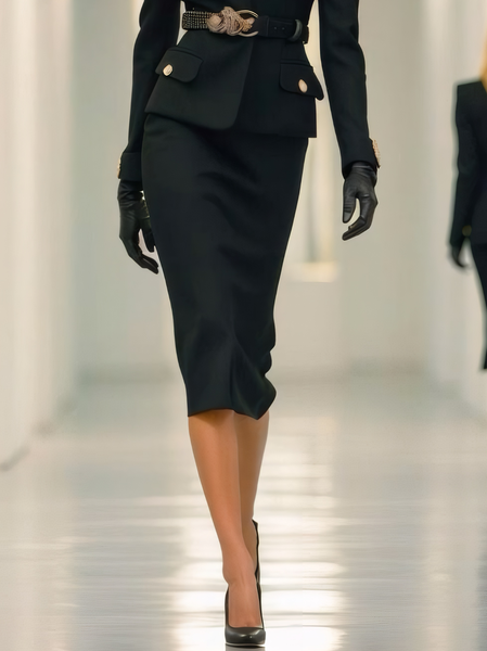 Urban Bodycon Midi Skirt, Skirts, color:Black|size:XXL, Stylewe