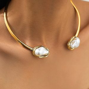 Urban Plain Pearl Statement Necklaces, Necklaces, color:As Picture|size:One-size, Stylewe