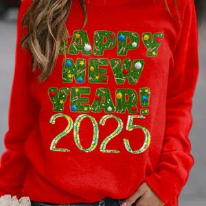 Happy New Year pullover round neck sweatshirt, Hoodies&Sweatshirts, Lilicloth.com