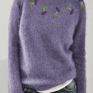 Thistle Embroidery Cozy Knit Sweater, Sweaters, Lilicloth.com