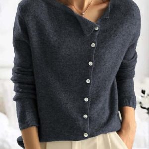 Women Yarn/Wool Yarn Geometric Long Sleeve Comfy Casual Sweater, Sweaters, color:Gray|size:XXL, catalog Noracora shop