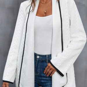 Women's Plain Lace-up Regular Loose Kimono, Outerwear, color:White|size:XXL, catalog Noracora shop