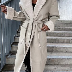Women's Plain Regular Loose Jacket, Outerwear, color:Beige|size:XL, catalog Noracora shop