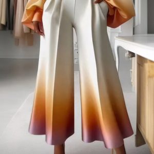 Loose Gradient Elegant Wide Leg Pants, Pants, color:As Picture|size:XXL, Stylewe