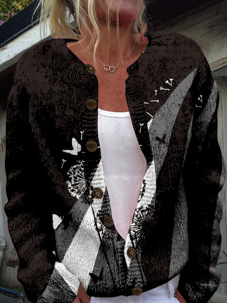 Crew Neck Casual Loose Christmas Jacket, Cardigans, Lilicloth.com