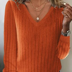 Women Yarn/Wool Yarn Plain Long Sleeve Comfy Casual Sweater, Sweaters, color:Red|size:XL, catalog Noracora shop