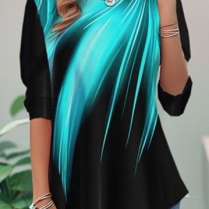 Casual Loose Crew Neck T-Shirt, Long sleeves, Lilicloth.com