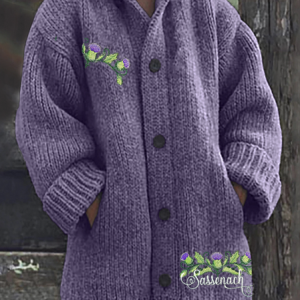 Women Wool/Knitting Plaid Long Sleeve Comfy Casual Cardigan, Cardigans, color:Purple|size:5XL, catalog Noracora shop