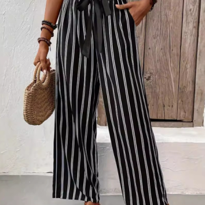 Women Casual Striped Loose Long Pants, Pants, color:Black|size:XL, catalog Noracora shop