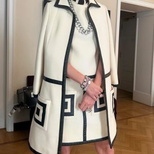 Urban Faux Leather Color Block Coat, Coats, color:Black-white|size:XXL, Stylewe