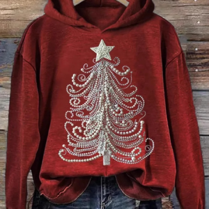 Casual Hoodie Christmas Tree Art Print Sweatshirt, Hoodies & Sweatshirts, color:Red|size:4XL, catalog Noracora shop
