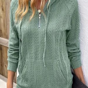 Casual Hoodie Plain Sweatshirt Zipper, Hoodies & Sweatshirts, color:Green|size:5XL, catalog Noracora shop