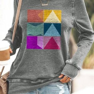 Casual Crew Neck Plaid Sweatshirt, Hoodies & Sweatshirts, color:Gray|size:3XL, catalog Noracora shop