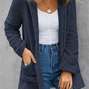 Women's Plain Regular Loose Kimono, Outerwear, color:Navyblue|size:XXL, catalog Noracora shop