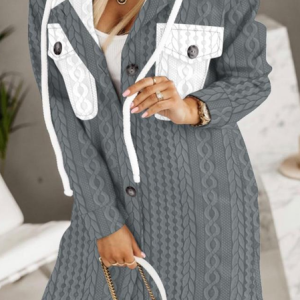 Women's Color Block Regular Loose Jacket, Outerwear, color:Deep Gray|size:XXL, catalog Noracora shop
