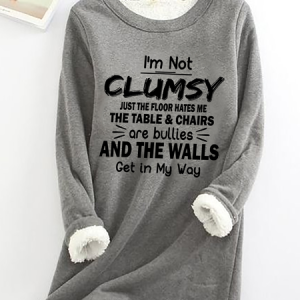 I'm Clumsy Casual Fluff Fleece Fabric Sweatshirt, Hoodies&Sweatshirts, Lilicloth.com