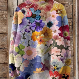 Casual Turtleneck Floral Sweatshirt, Hoodies & Sweatshirts, color:As Picture|size:3XL, catalog Noracora shop