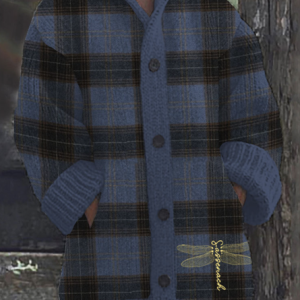Women Wool/Knitting Plaid Long Sleeve Comfy Casual Cardigan, Cardigans, color:Blue|size:5XL, catalog Noracora shop