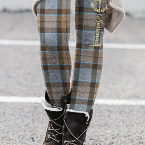 Sassenach Dragonfly Embroidered Vintage Plaid Cozy Leggings, Leggings, Lilicloth.com