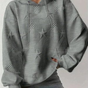 Casual Hoodie Star Sweatshirt Zipper, Hoodies & Sweatshirts, color:Gray|size:5XL, catalog Noracora shop