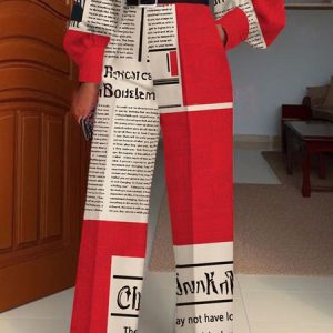 Urban Letter Pattern Regular Fit Fashion Pants, Pants, color:Red|size:XXL, Stylewe