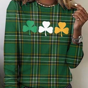 St. Patrick's Day Clover Long Sleeve T-shirt, Long sleeves, Lilicloth.com