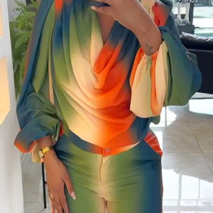 Ombre Bell Sleeve Urban Blouse, Blouses and Shirts, color:As Picture|size:XXL, Stylewe