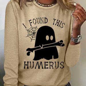 Halloween Loose Casual T-Shirt, Long sleeves, Lilicloth.com