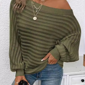 Women Yarn/Wool Yarn Plain Long Sleeve Comfy Casual Sweater, Sweaters, color:Army Green|size:XL, catalog Noracora shop