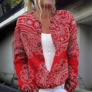 Women's Geometric Thicken Loose Jacket, Outerwear, color:Red|size:4XL, catalog Noracora shop