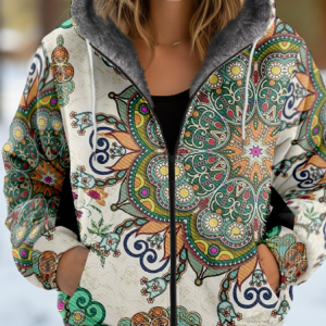 Women's Floral Thicken Loose Jacket, Outerwear, color:Green|size:4XL, catalog Noracora shop