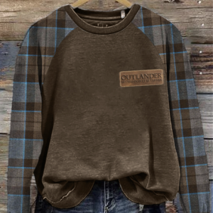 Historical Tv Show Leather Patch Vintage Plaid Raglan Sweatshirt, Hoodies&Sweatshirts, Lilicloth.com