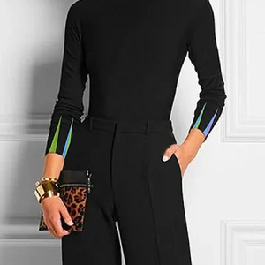 High Elasticity Turtleneck Long Sleeve Urban Regular Sleeve Geometric Tight T-Shirt, Tees, color:Black|size:XXL, Stylewe