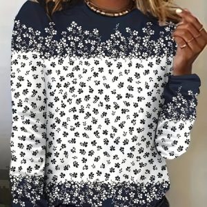 Casual Floral T-Shirt Early Autumn, Long sleeves, Lilicloth.com