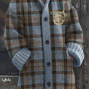 Women Wool/Knitting Plaid Print Long Sleeve Comfy Casual Cardigan, Cardigans, color:Brown|size:5XL, catalog Noracora shop