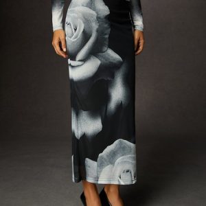 High Elasticity Floral Urban Maxi Skirt, Skirts, color:As Picture|size:XXL, Stylewe
