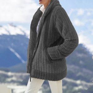 Women's Plain Regular Loose Jacket, Outerwear, color:Deep Gray|size:3XL, catalog Noracora shop