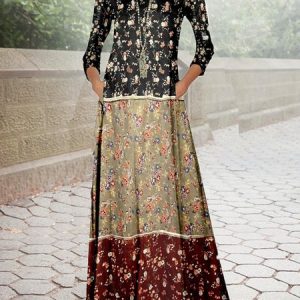 Women Floral Shawl Collar Long Sleeve Comfy Casual Maxi Dress, Dresses, color:Multicolor|size:XL, catalog Noracora shop