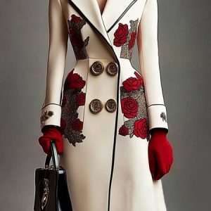 Regular Fit Regular Sleeve Elegant Mid-long Floral Coat, Coats, color:As Picture|size:XXL, Stylewe