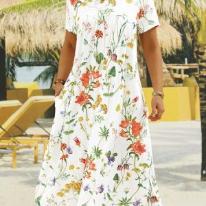 Casual Jersey Loose Dress, Maxi, color:Multicolor|size:XS, catalog Noracora shop