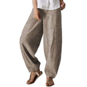 Casual Cotton Plain Long Pocket Stitching Pants, Pants, color:Khaki|size:3XL, catalog Noracora shop