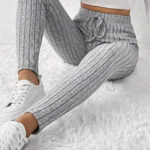 Casual Plain Long Leggings, Leggings, color:Gray|size:XL, catalog Noracora shop