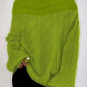 Urban Stand Collar Plain Long Sleeve Loose Blouse, Blouses and Shirts, color:Green|size:XXL, Stylewe